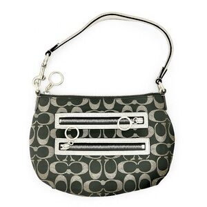 Y2K Coach Poppy Signature Black & Silver Mini Shoulder Bag